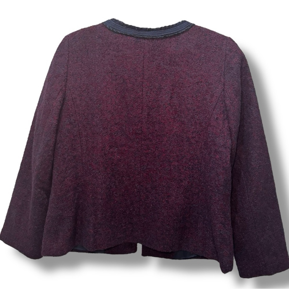 💜 Talbots Bouclé Tweed Jacket with Trim – Size 12P New - Picture 4 of 7